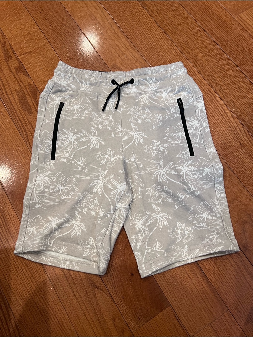 NWT Member's Mark Boys Tropical Palm Beige Knit Jogger Shorts Size 8